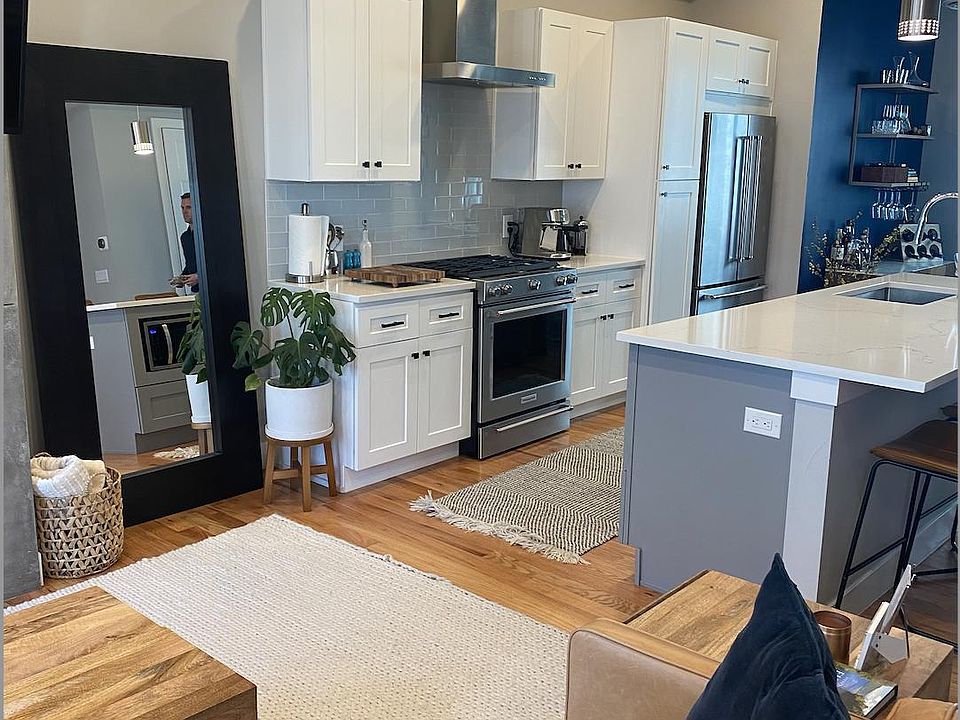 main level with kitchen and living room