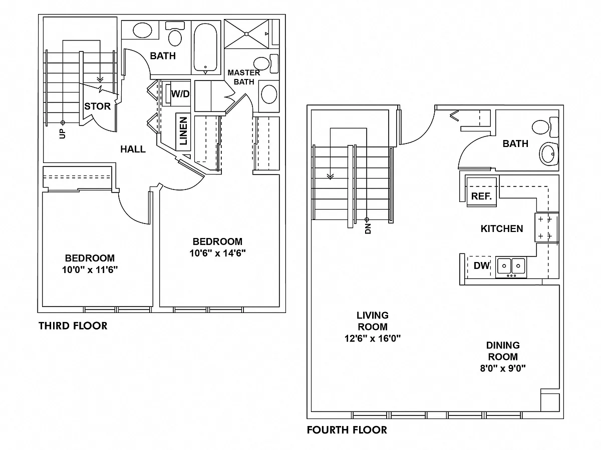 Floor plan C1 - 2 Bedroom Townhome