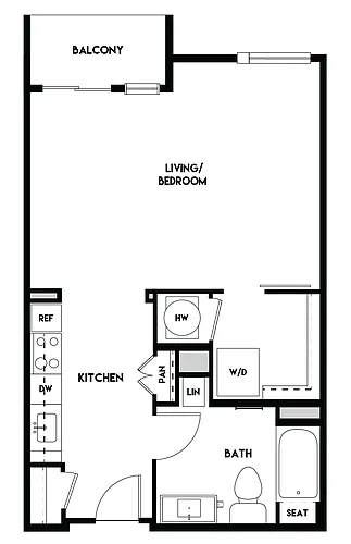 Floor plan Studio (618 SF)