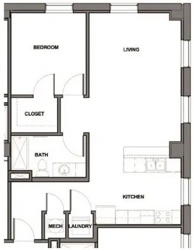 Floor plan 1 Bedroom B