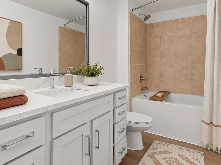 Renovated bathrooms with modern finishes