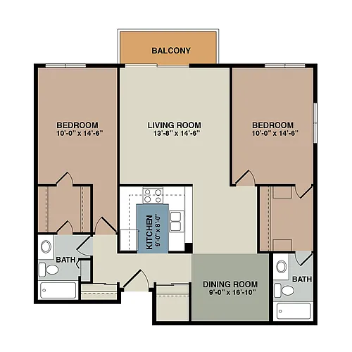 Floor plan 2 Bedroom - 2B