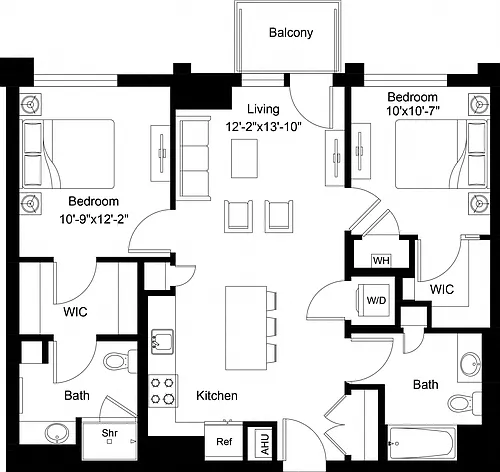Floor plan 2 Bed/2 Bath-B4