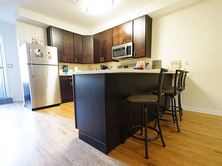 Renovated kitchen with stainless steel appliances