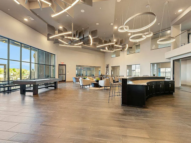 Modern game lounge with plenty of seating and entertainment