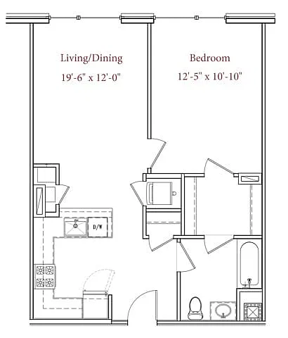 Floor plan 1BR, 1BA