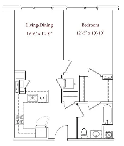 Floor plan 1BR, 1BA