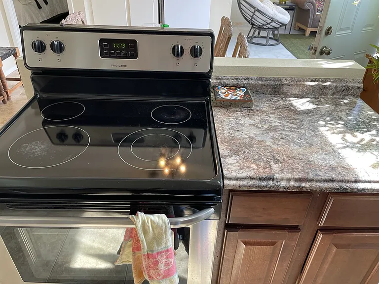 Oven with electric stovetop