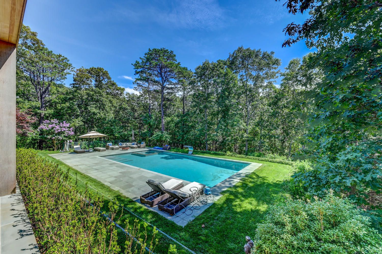  Large out door area, pool has automatic safety cover that can be opened and closed with a switch