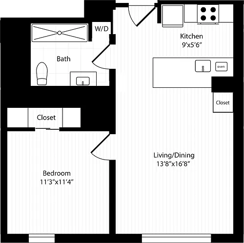 Floor plan 1 Bedroom F