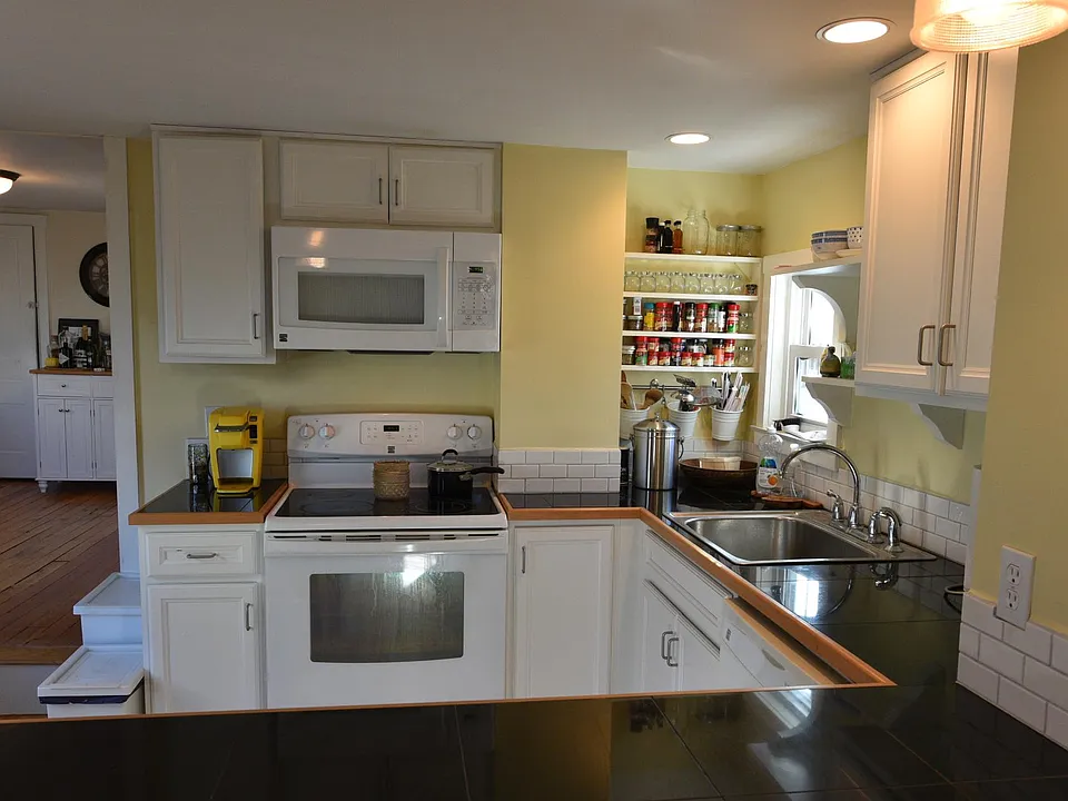 View from kitchen to dining rooom