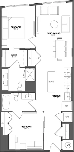 Floor plan 2 Bed/2 Bath-B20