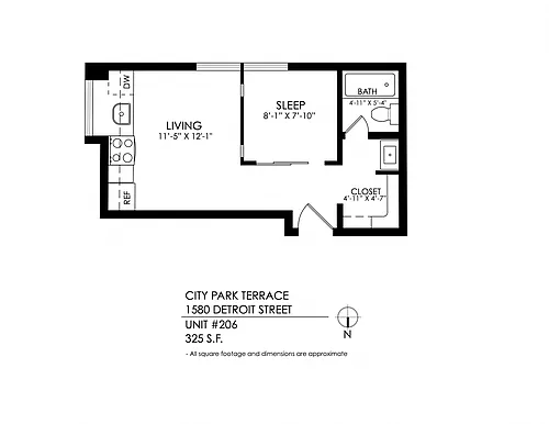 Floor plan 1 Bedroom 1 Bath