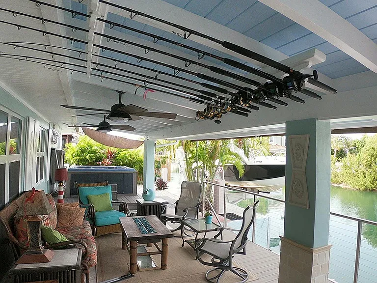 Rod racks on back porch.