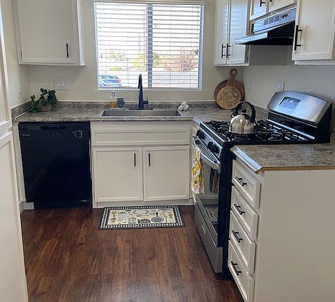 Spacious and efficient kitchen with modern appliances.