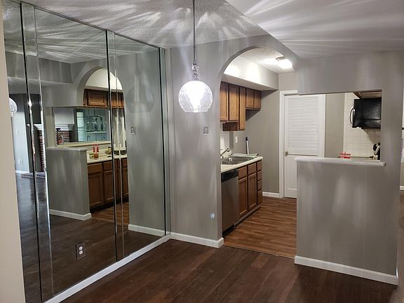 Dining area with modern lighting