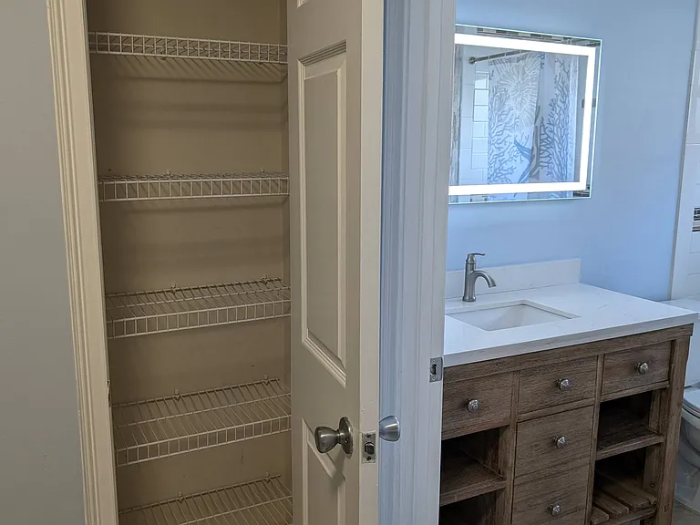 downstairs bathroom and linen closet
