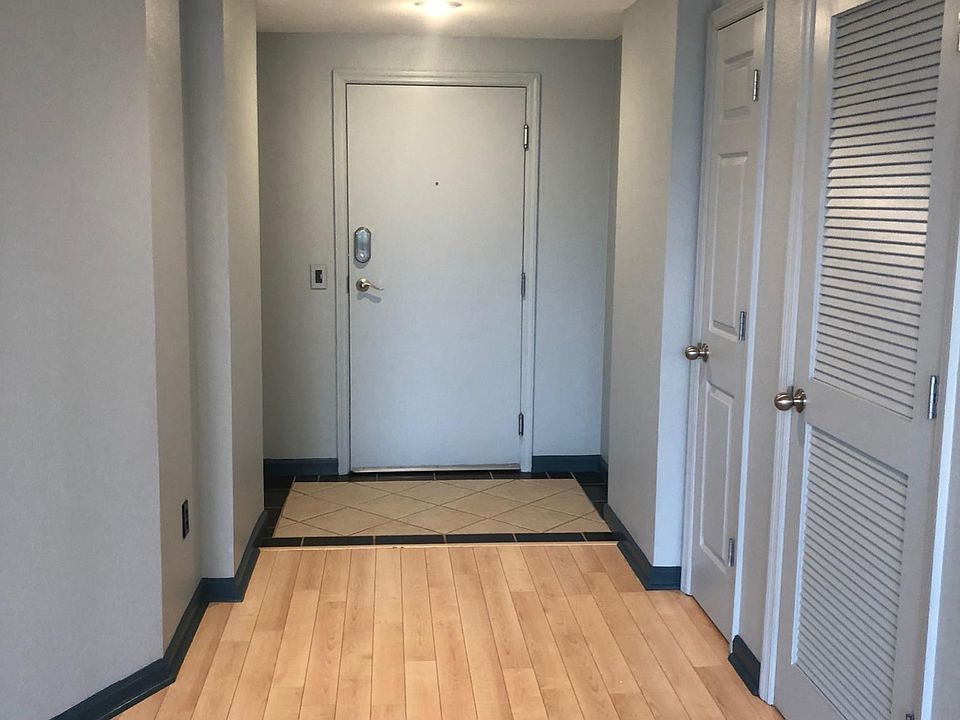Front door entry with coat closet.