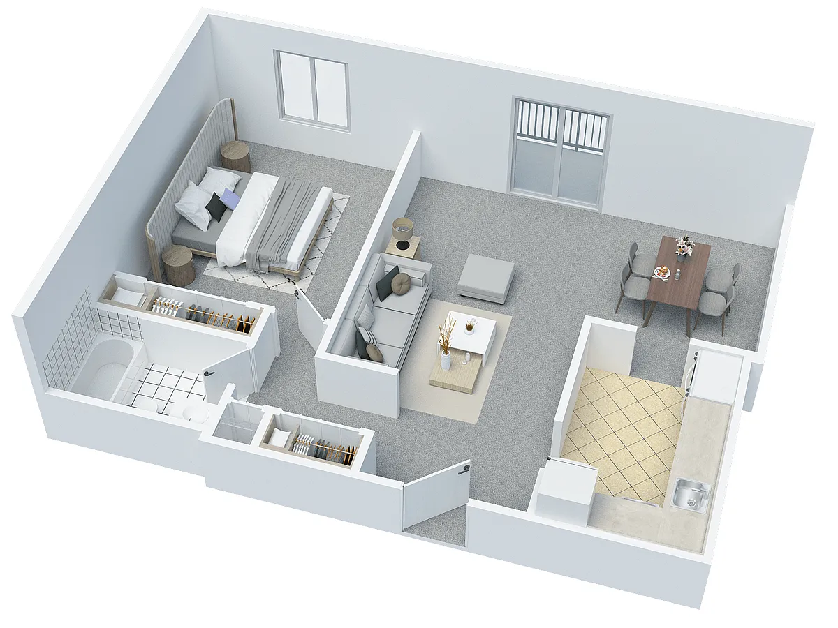 Floor plan 1 BD 1 BA type C