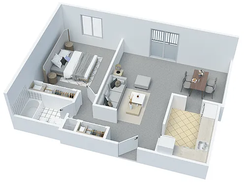 Floor plan 1 BD 1 BA type C