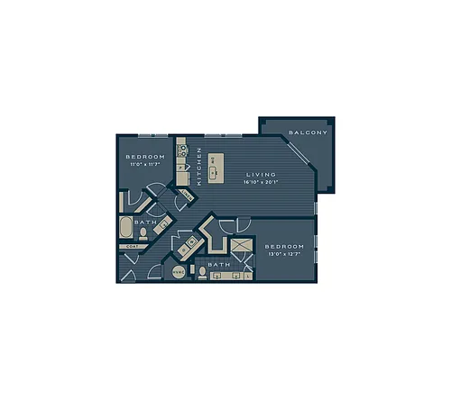 Floor plan The Caretta | 2 Bed | 2 Bath | Signature