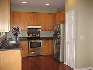 Kitchen has all new stainless steel appliances.