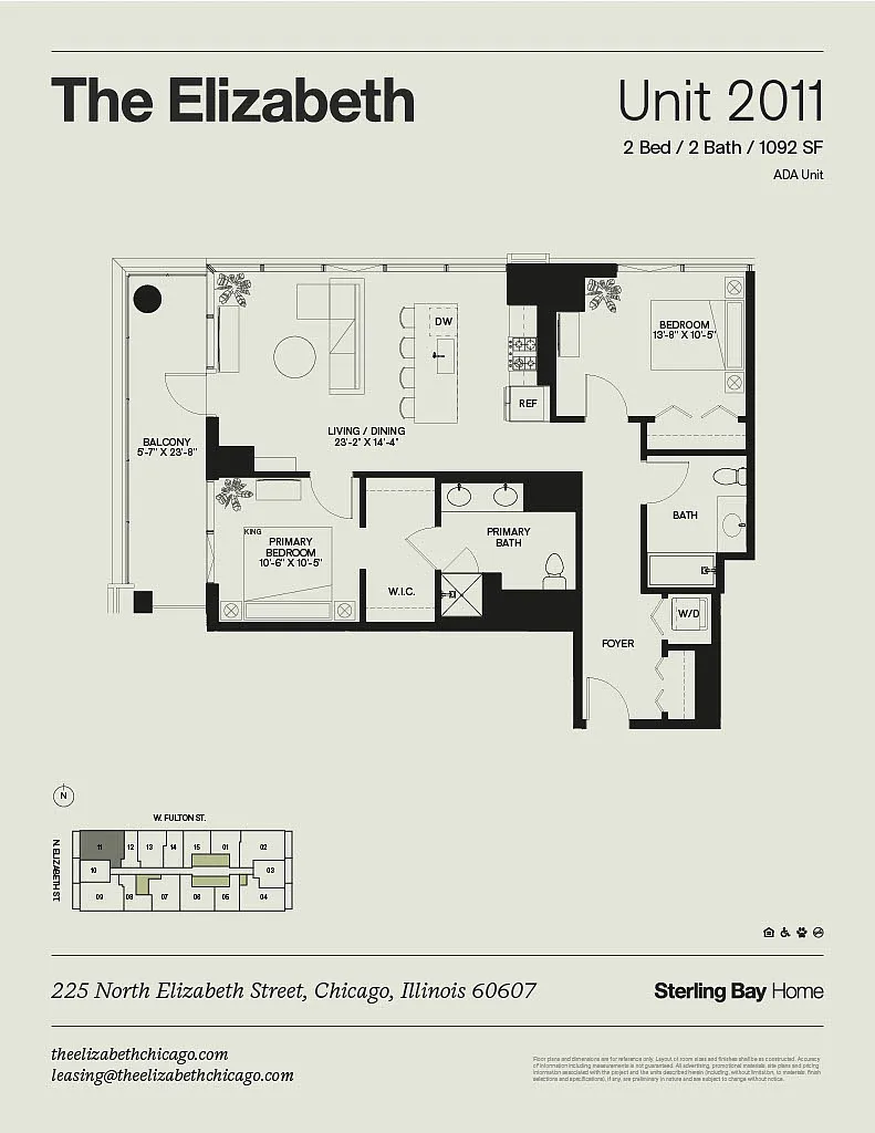 Floor plan 11A - 2Bed/2bath, Balcony