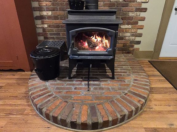 Woodstove in kitchen