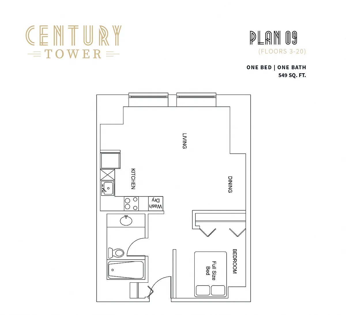 Floor plan 1 Bed 1 Bath 09