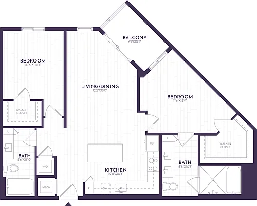 Floor plan 2 Bed/2 Bath-B3