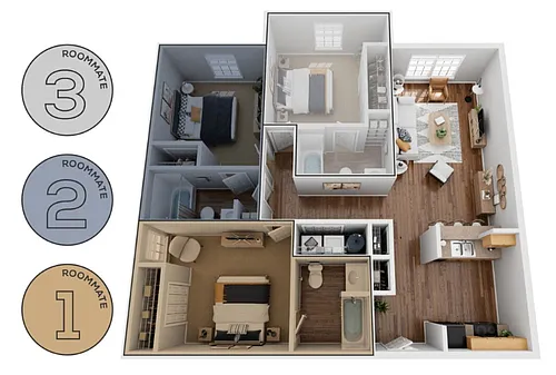 Floor plan 1x1 Unfurnished