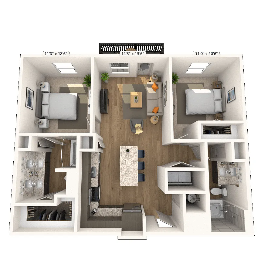 Floor plan B1 2x2 1011 SF