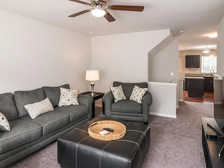 Plenty of space for large sofa, chairs, loveseat or sectional