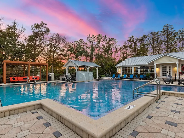 Resort Style Pool with Water Wall