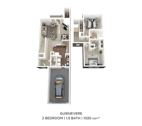 Floor plan Two Bedroom 1.5 Bath Townhomes