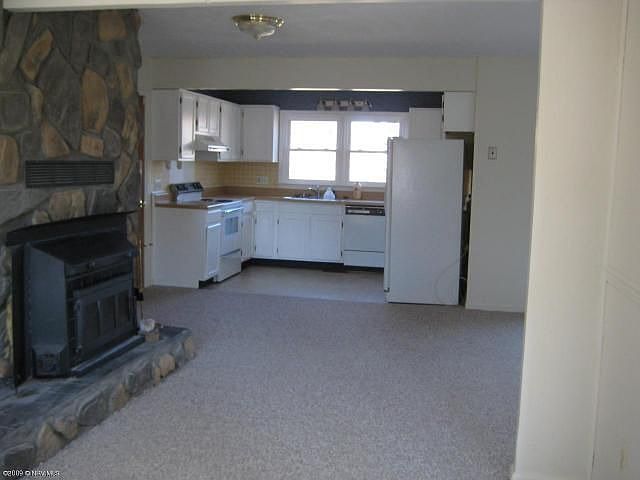 view from diningroom into kitchen