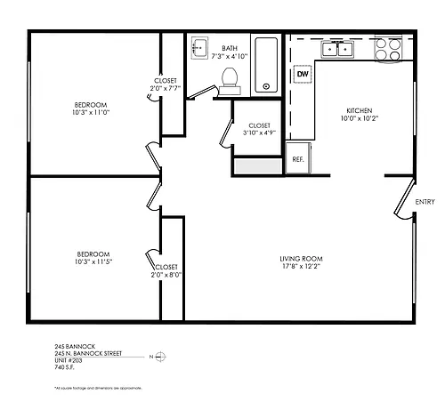 Floor plan 1 Bedroom, 1 Bath