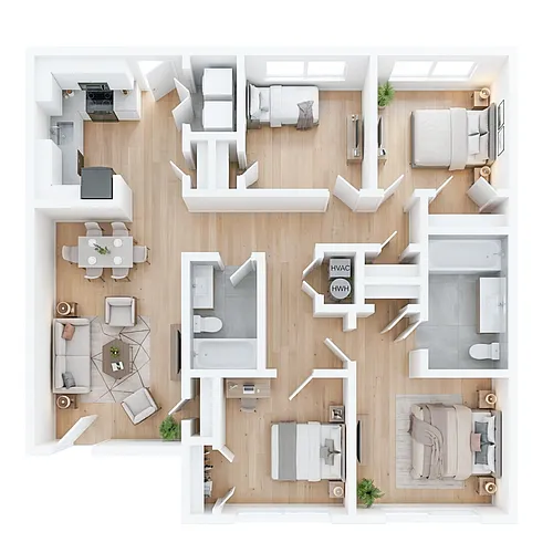 Floor plan 4BD 2BA