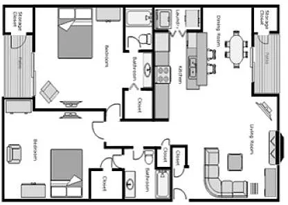 Floor plan 2 Bedroom E