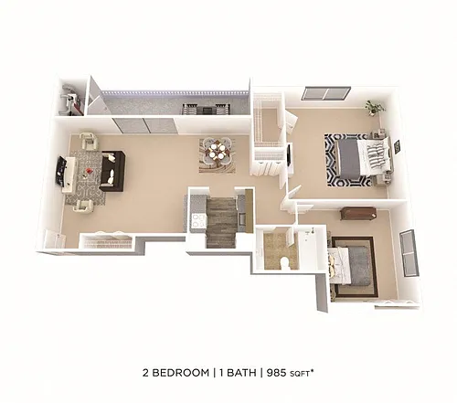 Floor plan Two Bedroom - 985 sqft
