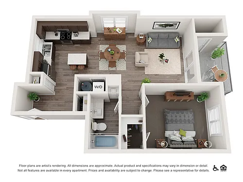Floor plan One Bedroom, One Bath