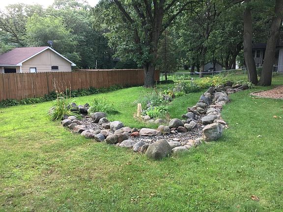 Back yard ornamental rock stream