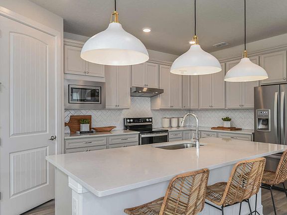 Open Kitchen with Island, Designer Cabinets and Stainless Steel Appliances