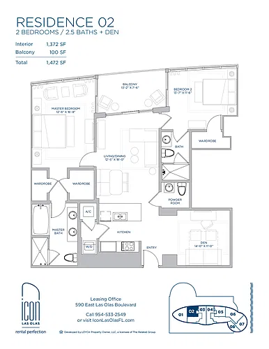 Floor plan 2X2.5Den