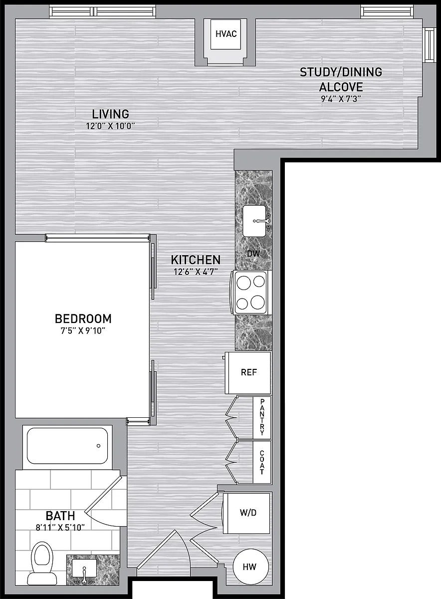 Floor plan 1 Bed 1 Bath JR-C5