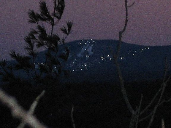 Night lights on ski slope