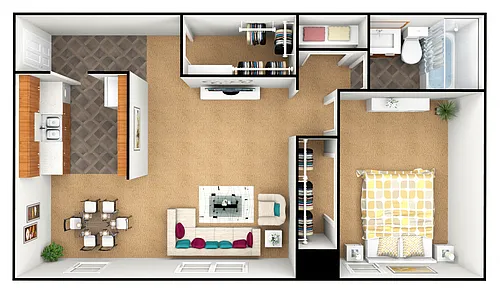 Floor plan One Bedroom Deluxe