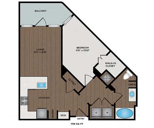 Floor plan 755 Sq Ft