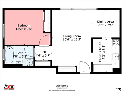 Floor plan 1 Bed - Unit 412