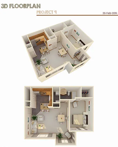 Floor plan 1 Bed 1 Bath w/ Flex Space (Fireplace Optional)